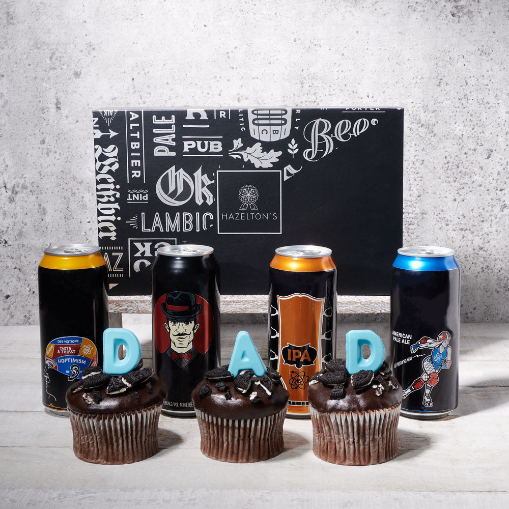 Dad’s Beer and Cupcakes Gift Set, father’s day gift baskets, gourmet gifts, gifts, beer
