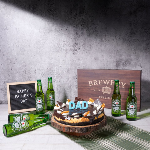 Dad's Decadent Beer & Cake Gift Set, beer gift baskets, cake gift baskets, beer, cheesecake, father's day, Canada Delivery