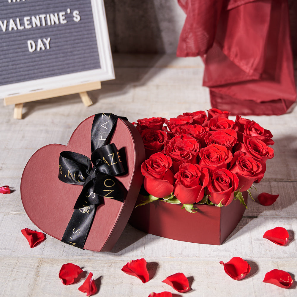 Valentine’s Day Heart Shaped Hat Box of Roses, Toronto Same Day Flower Delivery, roses, Valentine's Day gifts