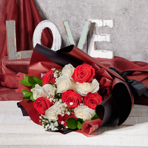 Timeless Red & White Rose Bouquet, Toronto Same Day Flower Delivery, Valentine's Day gifts, roses