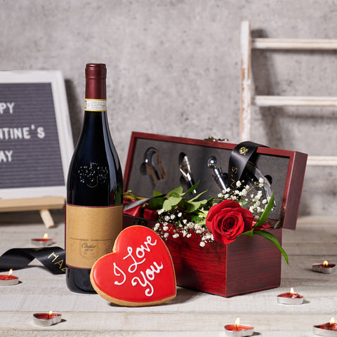 Wine Box Gift Basket, Toronto Same Day Delivery, Valentine's Day gifts, rose gifts, wine gifts