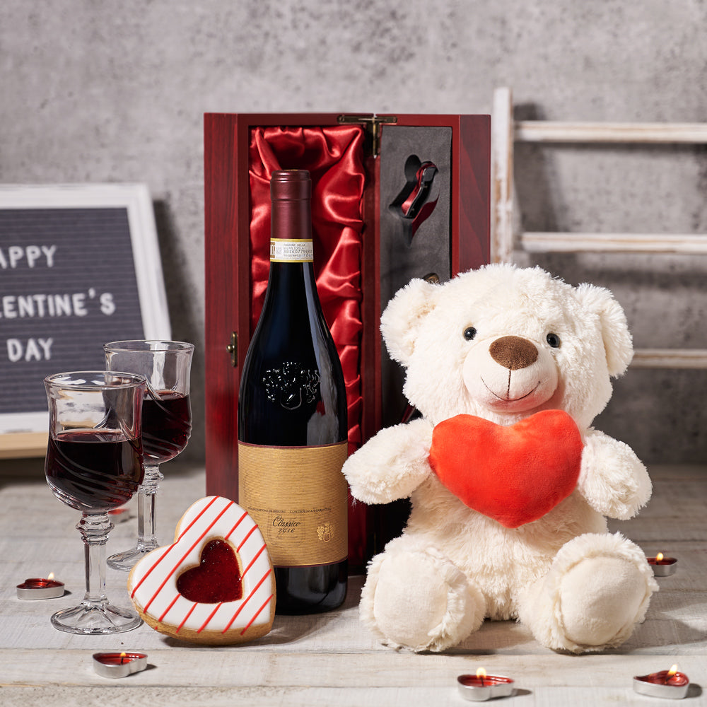 I Love You Gift Basket, Toronto Same Day delivery, plush gifts, wine gifts, cookie gifts