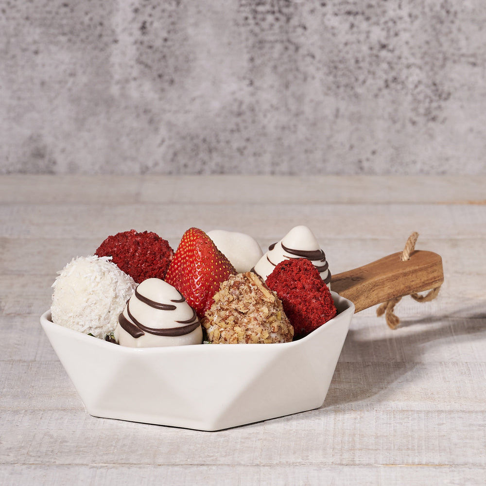 Deluxe Chocolate Dipped Strawberry Dish, Valentine's Day gifts, chocolate dipped strawberries