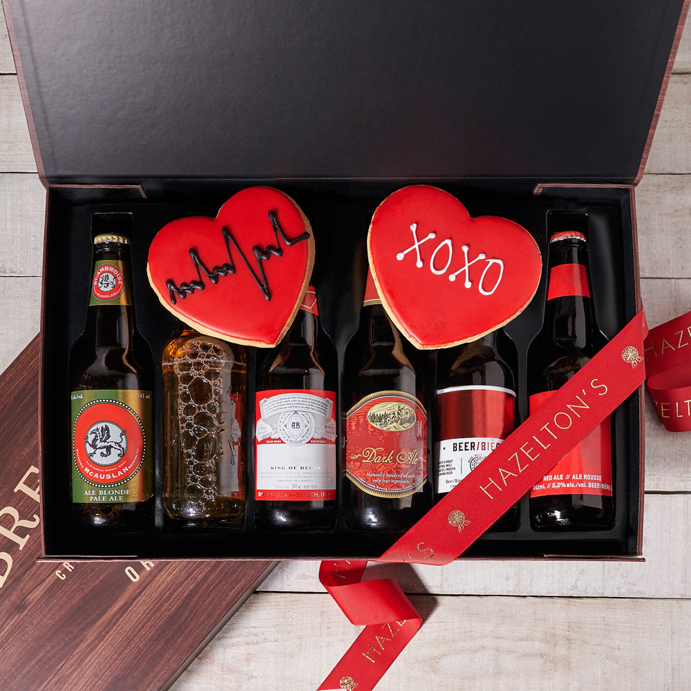 Warm Brews &amp; Heartfelt Sweets Beer Box, Valentine's Day gifts, cookie gifts, beer gifts