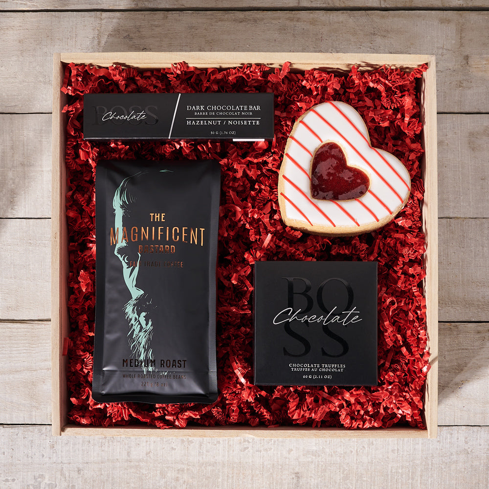 Love Struck Chocolate Crate, Valentine's Day gifts, chocolate gifts, cookie gifts