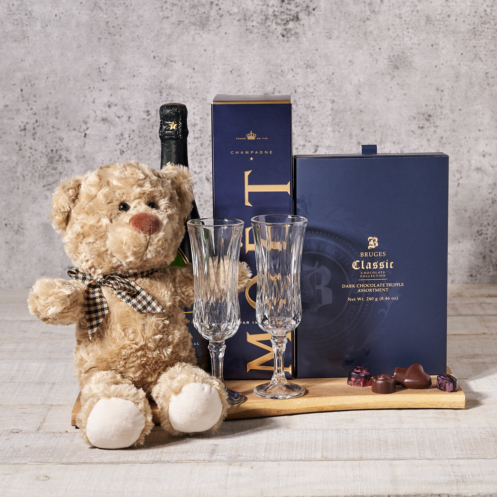 Champagne For 2 Gift Basket, Valentine's Day gifts, sparkling wine gifts