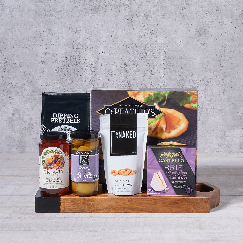 The Appetizer Assortment Gift Basket, gourmet gift, gourmet, cheeseboard gift, cheeseboard, cheese gift, cheese