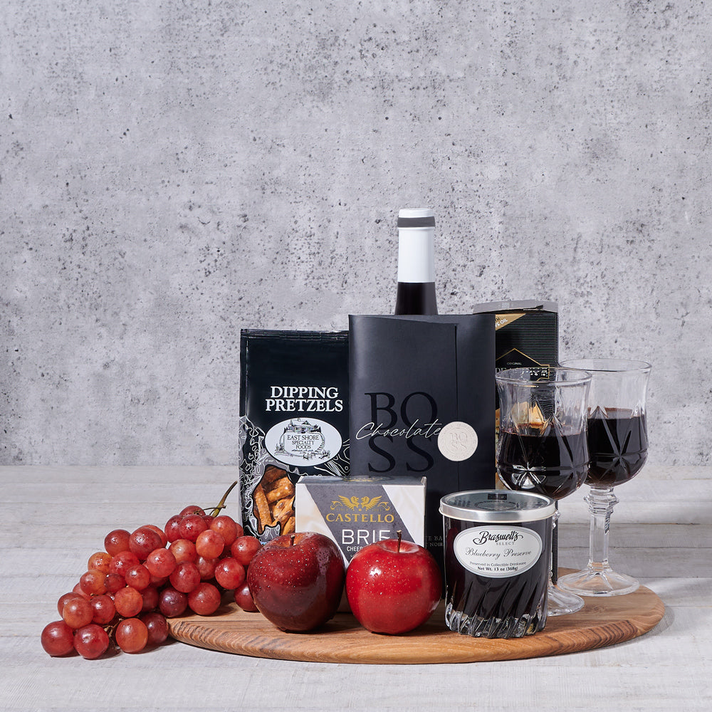 Wine & Fruits Gourmet Tasting Board, gourmet gift, gourmet, fruit gift, fruit, wine gift, wine,