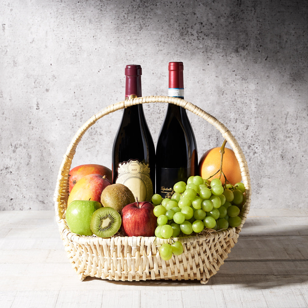  Sweet Fruitful Bites Wine Gift Basket, Gourmet Gift Baskets, Wine Gift Baskets, Toronto Same Day Delivery