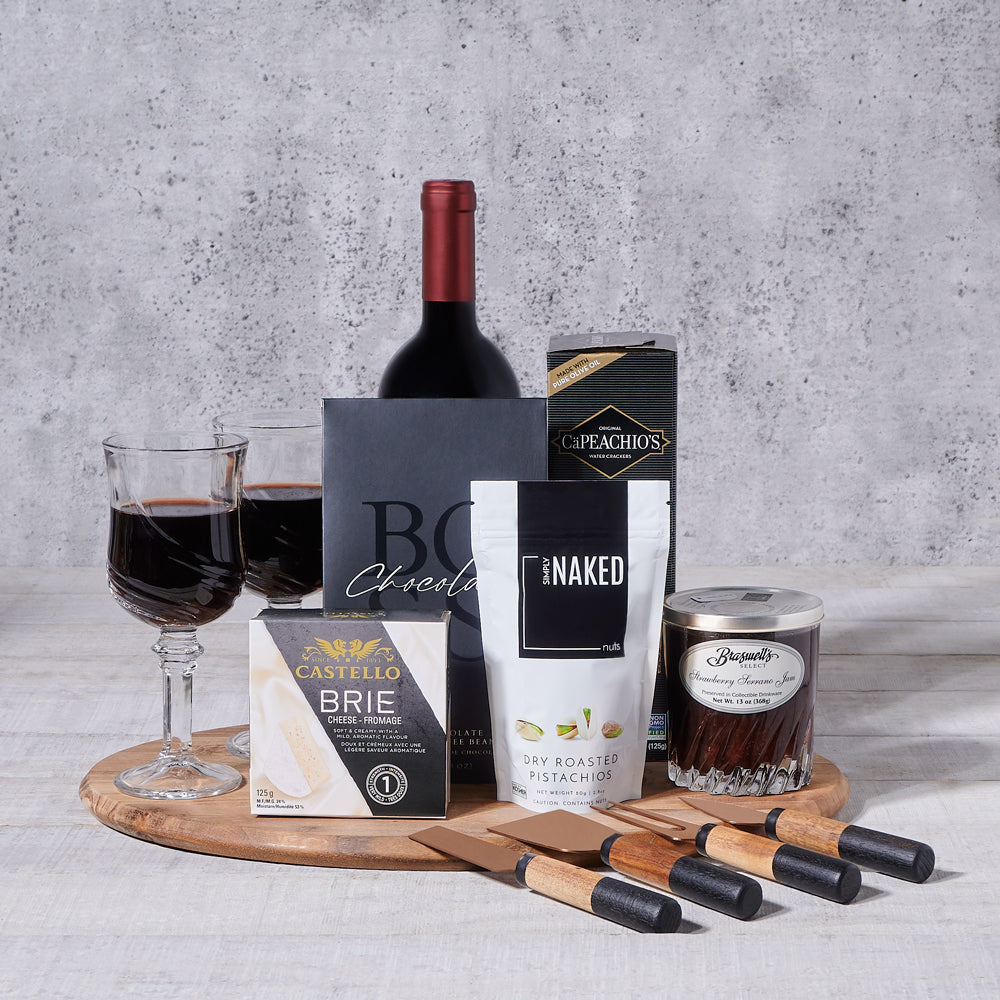 A Tasteful Pairings Wine Gift Board, gourmet gift, gourmet, wine gift, wine, cheeseboard gift, cheeseboard, cheese gift, cheese
