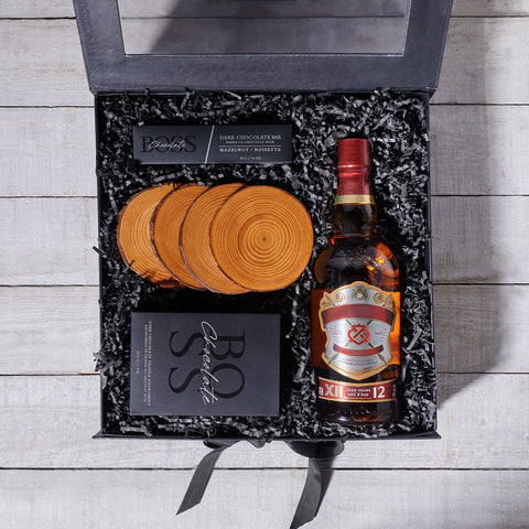Delicious Treat & Liquor Gift Box, liquor gift baskets, gourmet gift baskets, gift baskets