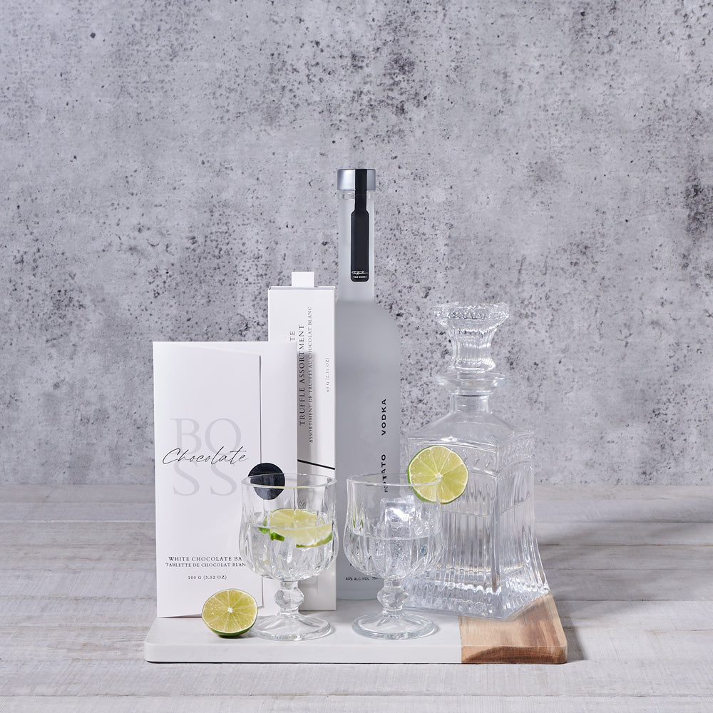 Vodka & Chocolate Prestige Decanter Set, liquor gift, liquor, decanter gift, decanter set, chocolate gift, chocolates
