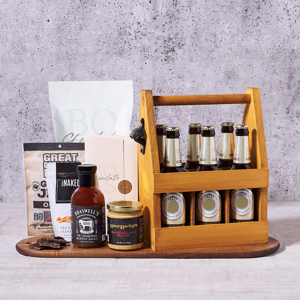 The Grand Beer & BBQ Gift Basket, beer gift, beer, barbecue gift, bbq gift, summer bbq gift, gourmet gift