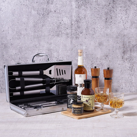 "It's Time for a Barbeque" Gift Basket with Liquor, gift baskets, gourmet gifts, gifts, liquor gift, liquor, grilling gift, bbq gift, barbecue gift