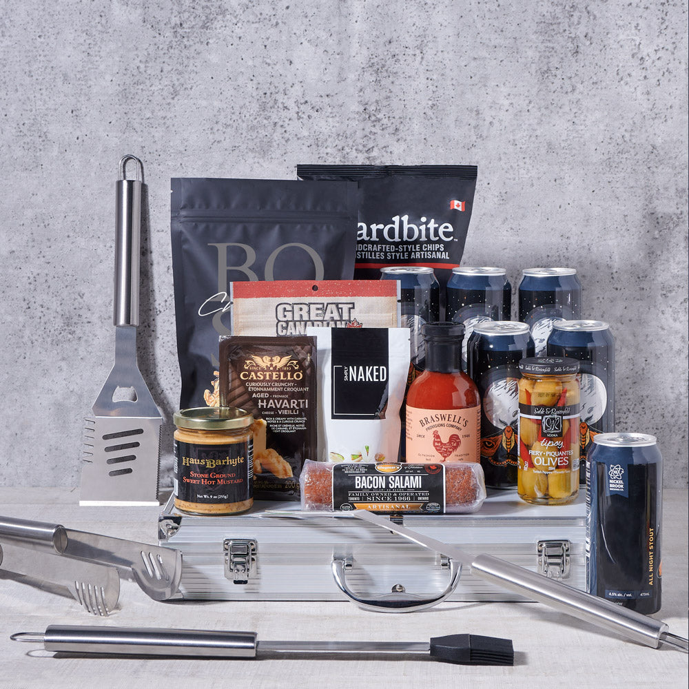 Flame On! Smokin' Good Gourmet Gift Set, BBQ gift, barbecue gift, grilling gift, summer gift, grilling, grill tool set, beer gift, beer, craft beer