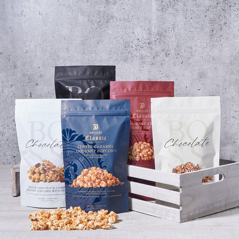 Get Poppin’ Popcorn Crate, popcorn gift, popcorn gift basket, gourmet gift basket, gourmet gift, gourmet