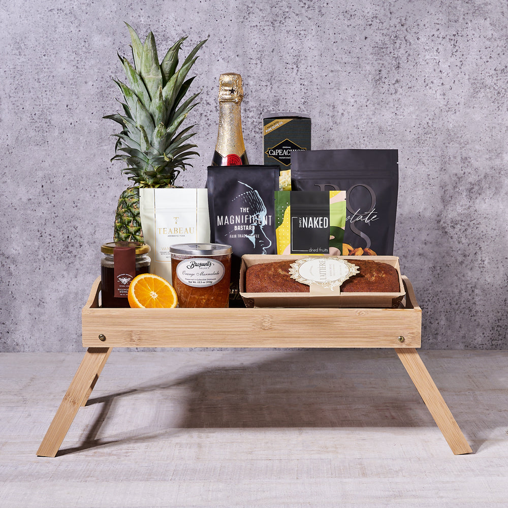 Sparkling Gourmet Breakfast Gift Tray, champagne, champagne gift, sparkling wine, sparkling wine gift, tea gift, tea, gourmet gift, gourmet