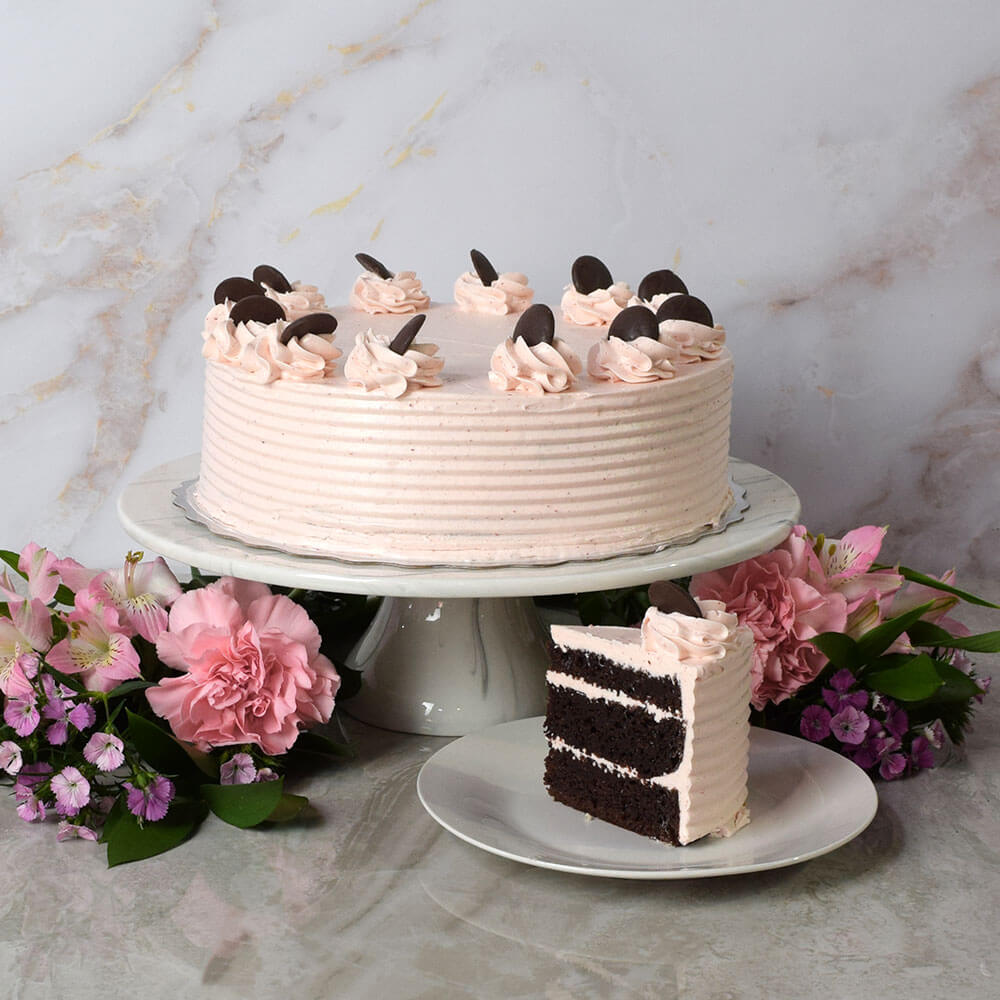Large Chocolate Cake With Strawberry Buttercream