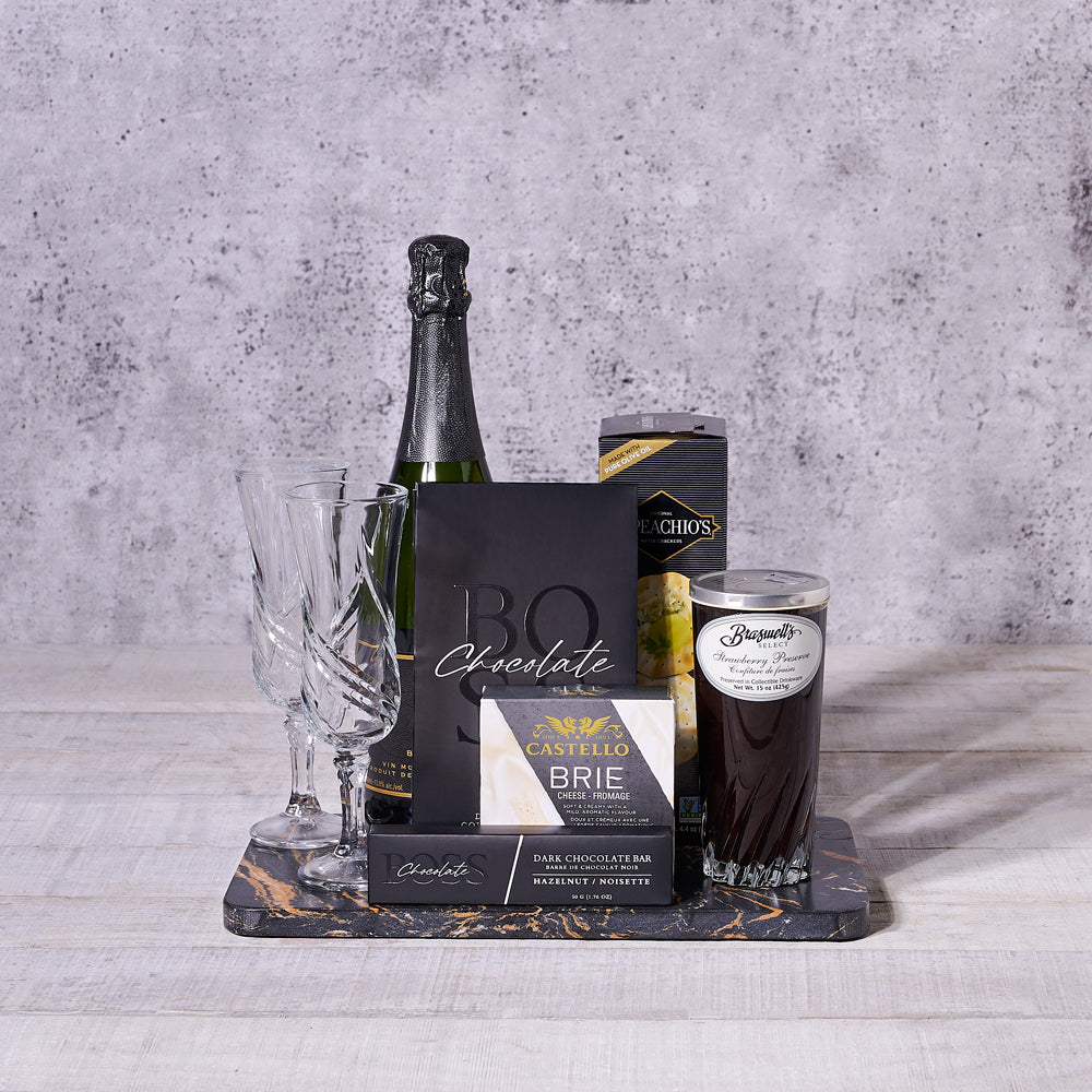 Sparkling Moments Champagne Chocolate Board, gourmet  gift, champagne gift, champagne, sparkling wine, sparkling wine gift set, chocolate gift