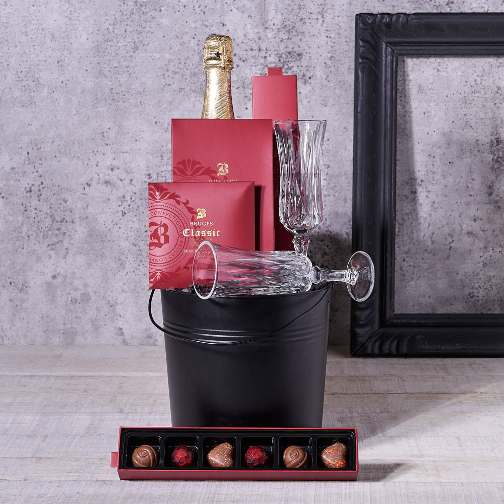 Champagne & Flutes Celebration Bucket, gourmet gift, champagne, champagne gift, sparkling wine, sparkling wine gift