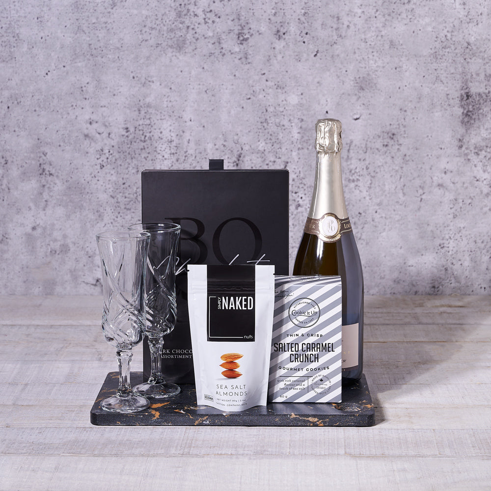 The Noir Champagne & Chocolate Gift Board, champagne gift, sparkling wine gift, gourmet gift