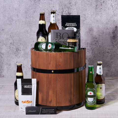 Barrel of Beer Gift Basket, gourmet gift, beer gift set, father's day gift, st. patricks day gift
