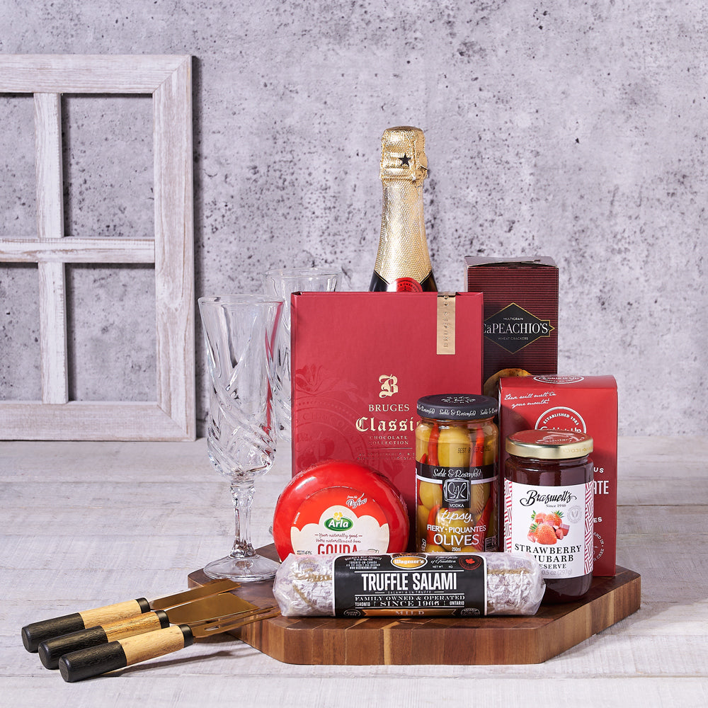 Charcuterie &amp; Champagne Party Gift Basket, champagne gift, sparkling wine gift, champagne, sparkling wine, gourmet gift, gourmet