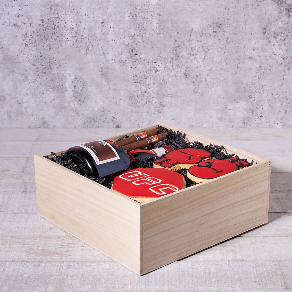 Knockout Night Liquor & Cookie Gift Box, gourmet gift, cookie gift, liquor gift, sports, sports gift