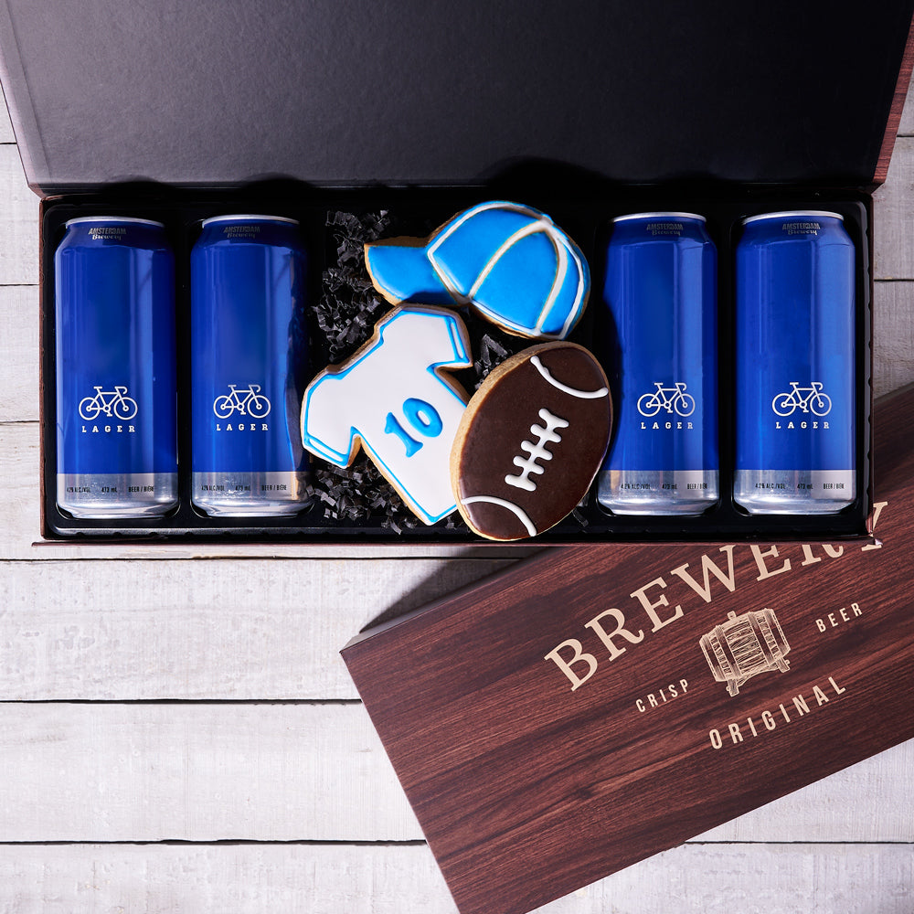 Father’s Day Craft Beer & Football Gift, beer gift, craft beer gift, father's day gift, football cookie, sports, sports cookie, father's day