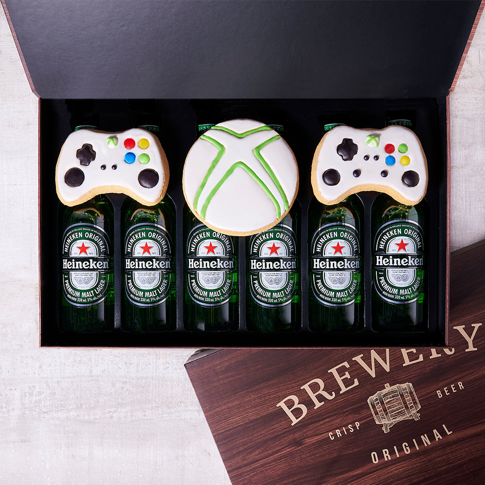 Gaming Cookie & Beer Gift Box, cookie gift, beer gift, beer, cookies, video game gift, video gaming