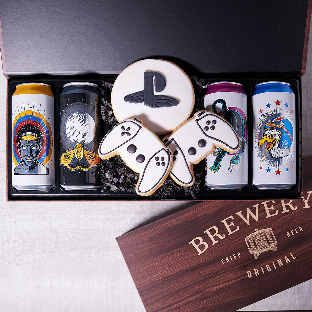 Console Cookie &amp; Craft Beer Gift Box, cookie gift, craft beer, beer, video games, video game gift