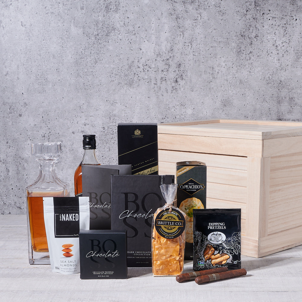 Decadent Executive Liquor Gift Crate, liquor gift, liquor, chocolate gift, gourmet gift, father's day