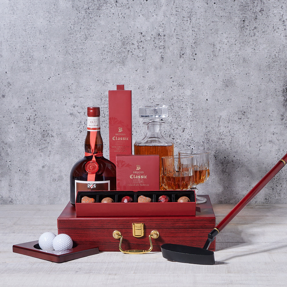The Tee-Time Golf & Liquor Gift Set, liquor gift, gourmet gift, chocolate gift, liquor, Set 24862-2022, golf gift, sports, sports gift