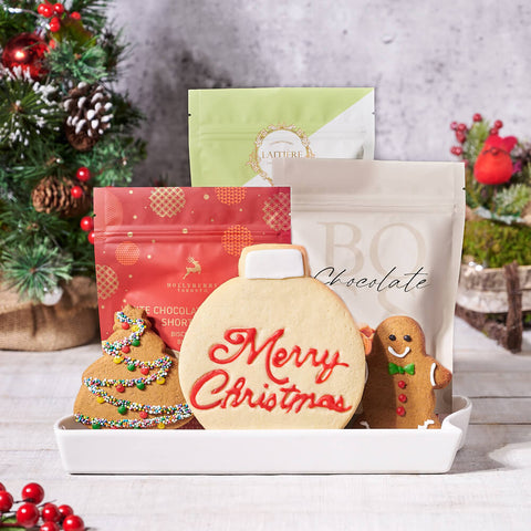 Merry Christmas Cookie Gift Basket, christmas gift, christmas, holiday gift, holiday, gourmet gift, gourmet, cookie gift, cookie