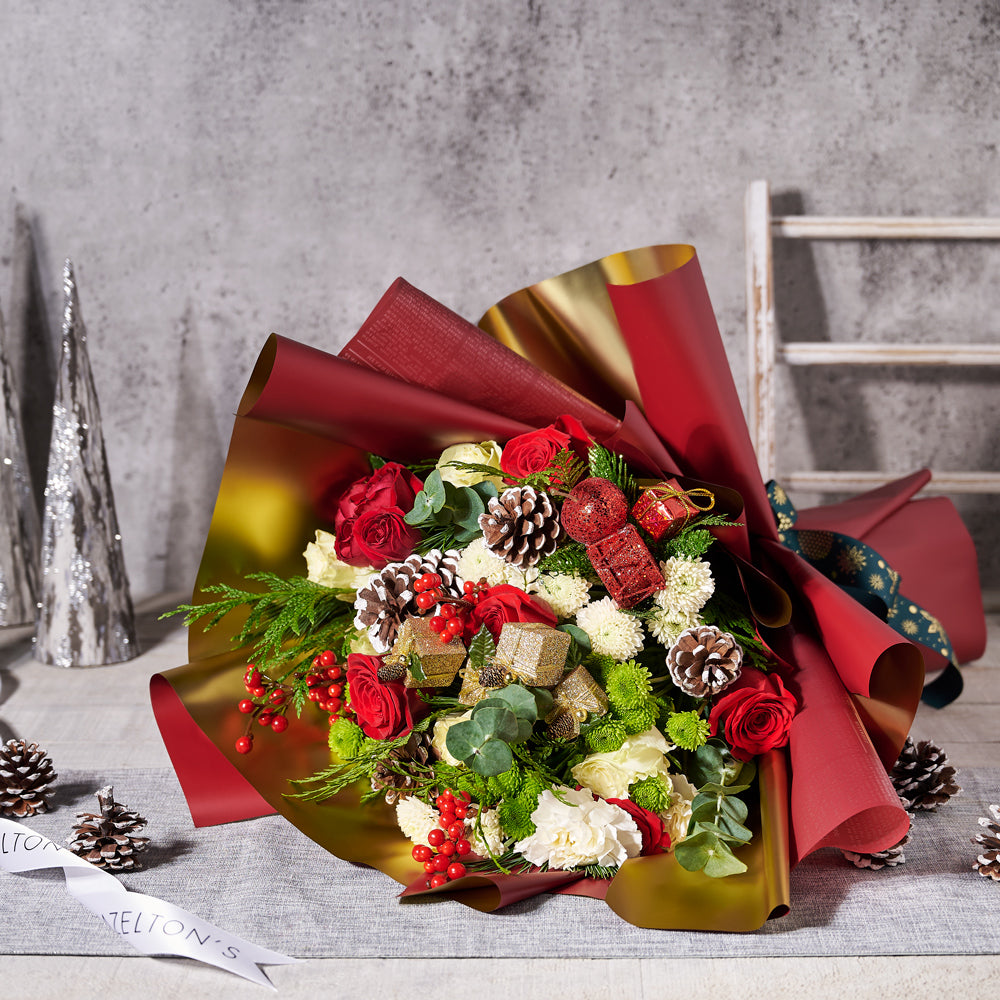Mixed Floral Arrangement,  flowers,  Bouquet,  christmas,  holiday,  Set 23988-2021, holiday flowers delivery, delivery holiday flowers, christmas bouquet canada, canada christmas bouquet, toronto