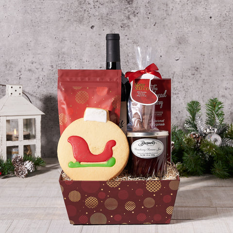 Christmas Wine & Jam Basket, Christmas Gift Baskets, Xmas Gift Baskets, Christmas, Canada Delivery