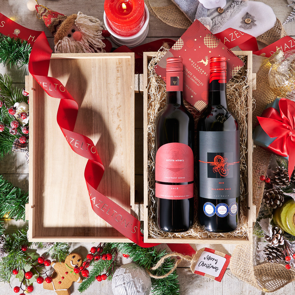Christmas Wine Duo, Wine Gift Baskets, Christmas Wine Gift Baskets, Wine Gift Crate, Duo Wine Gift Crate, Xmas Wine Gift, Canada Delivery