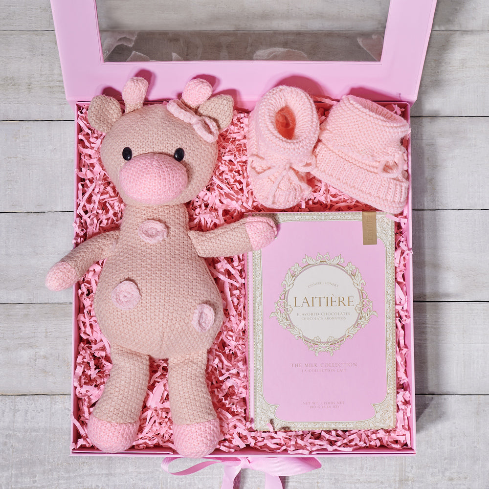 Pure Pink Giraffe Baby Girl Gift Box, baby girl gift, baby girl, baby gift, baby, baby shower gift, baby shower
