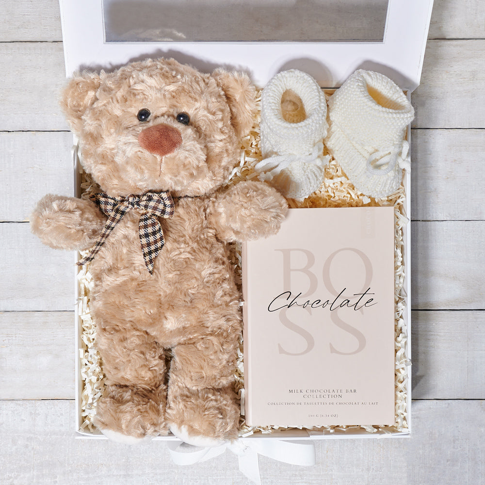 Unisex Teddy & Chocolate Baby Gift Box, baby gift, baby, unisex baby gift, unisex baby, baby shower gift, baby shower