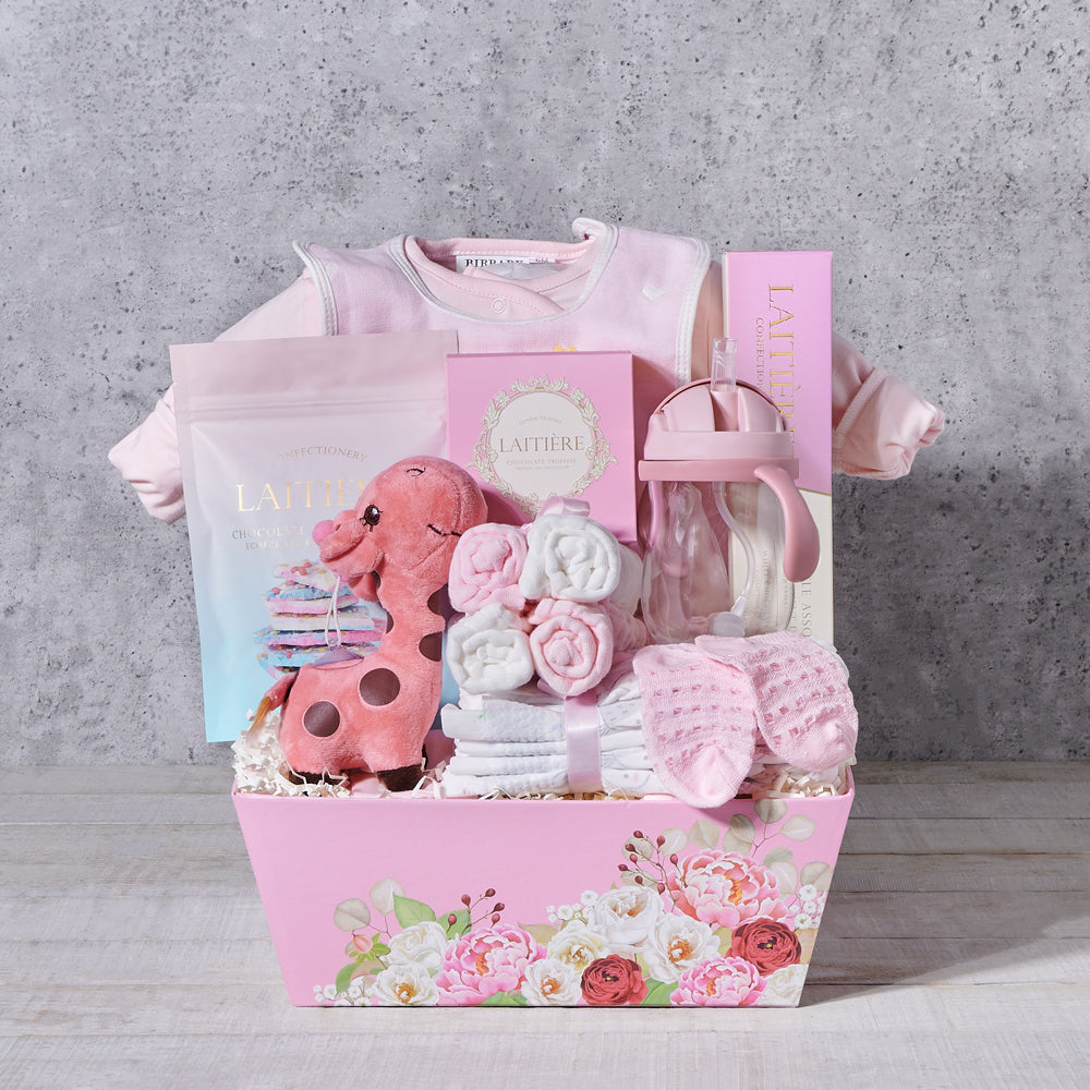 Little Lady’s Welcome Baby Gift Basket, baby gift, baby, baby girl gift, baby girl, baby shower gift, baby shower