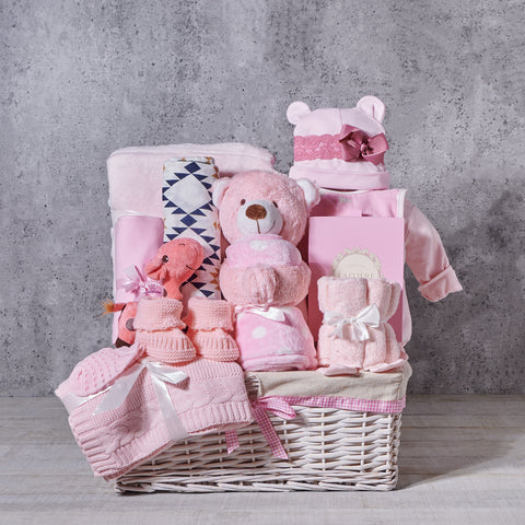 Lush & Cozy Baby Girl Gift Basket, baby gift, baby, baby girl gift, baby girl, baby shower gift, baby shower