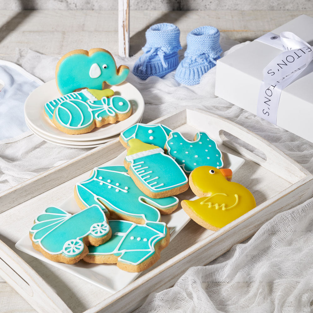 Blue Welcome Baby Cookie Gift Box, Baby Boy Cookies, Baby Cookies, Cookies, Canada Delivery