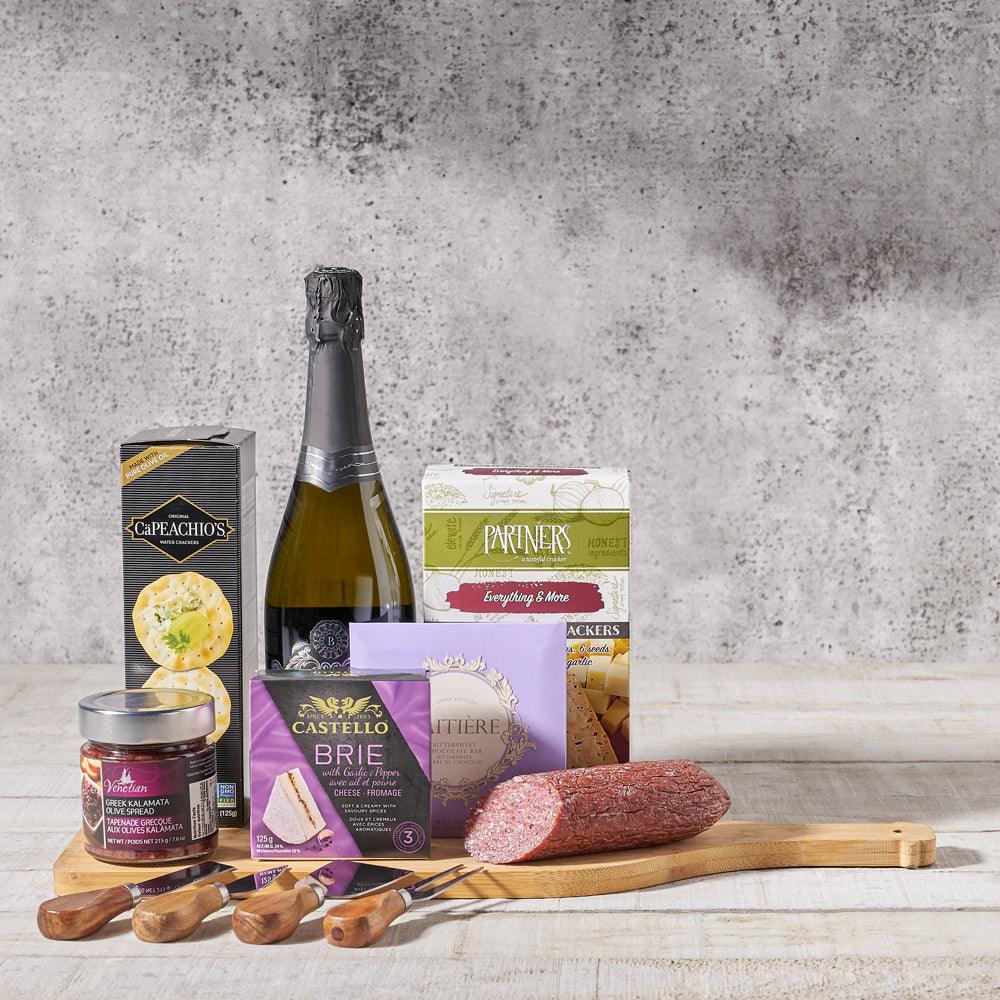 Artisanal Cheese &amp; Meats Champagne Gift Basket, Gourmet Gift Baskets, Wine Gift Baskets, Canada Delivery