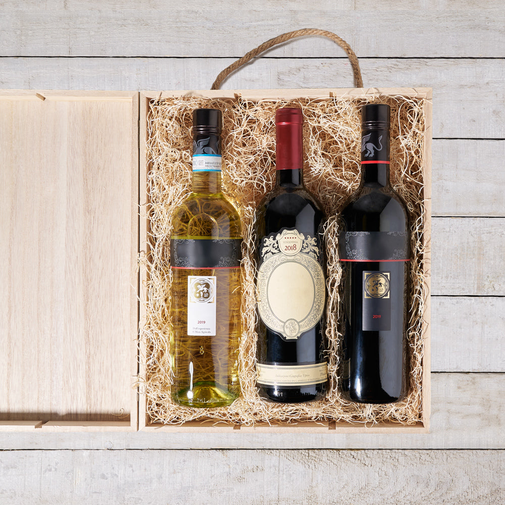 Happy Birthday Trio You!, Three Wines, Wine Gift Crate, Wine Gift Baskets, Canada Delivery