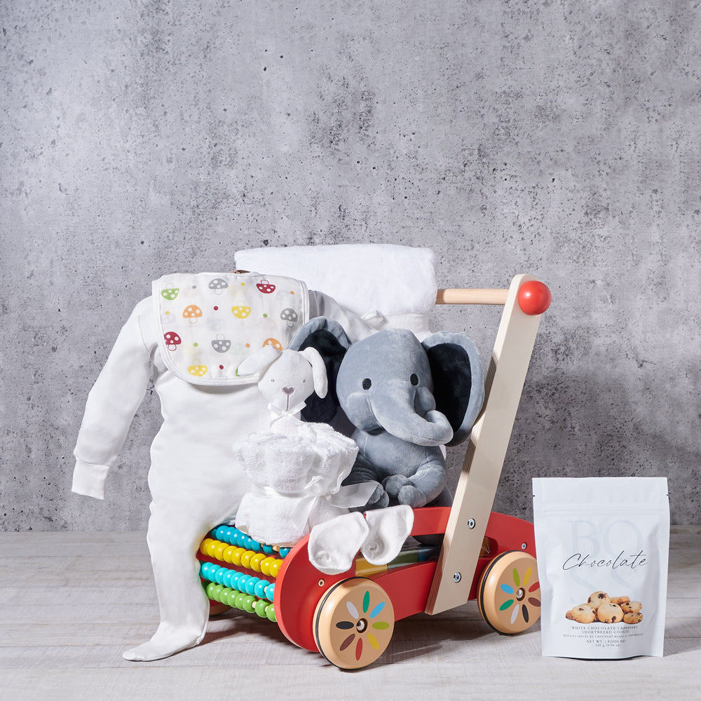 Baby Walker Toy & Essentials Gift Set, baby gift, baby, baby shower gift, baby shower, neutral baby gift, neutral baby