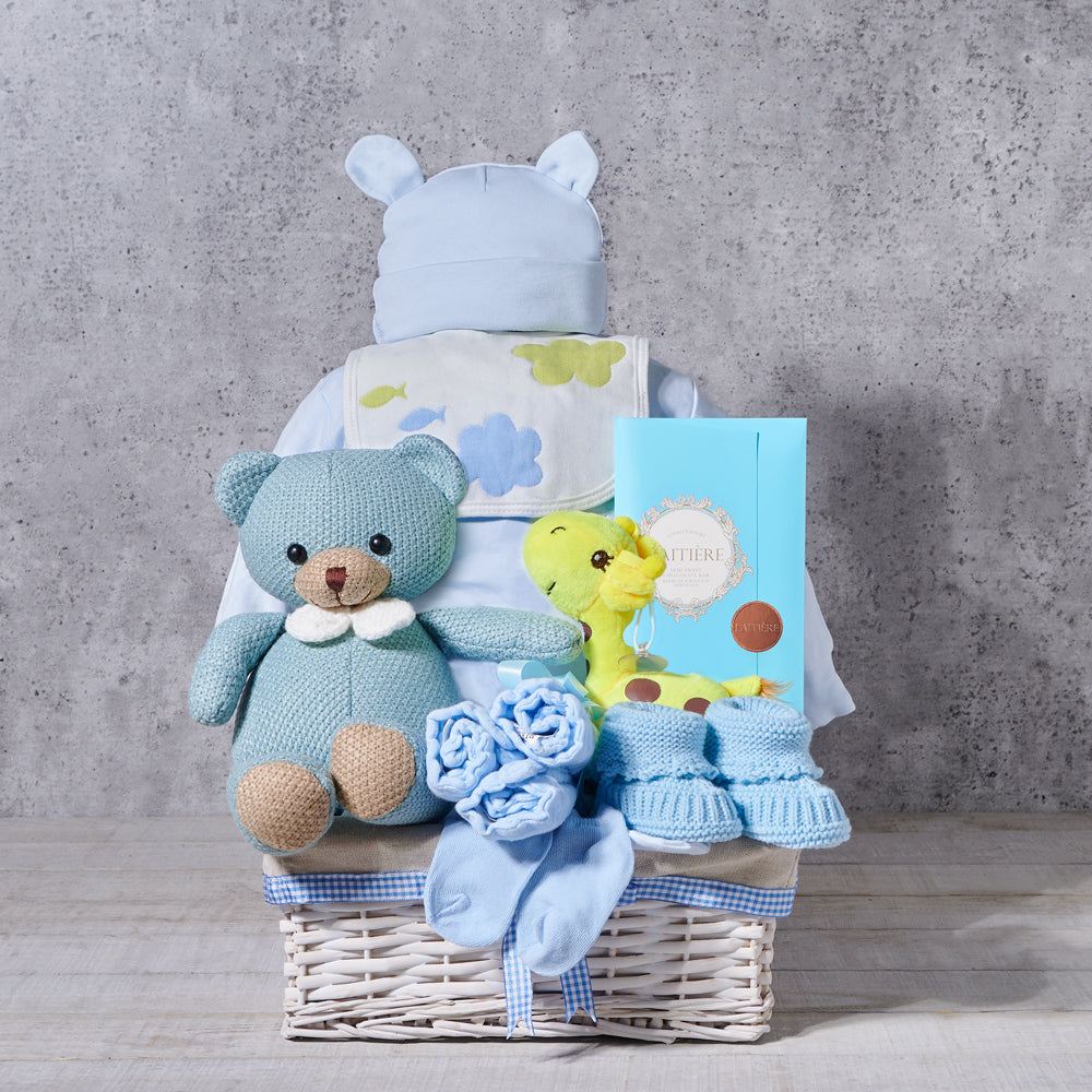 Cozy Little Baby Boy Gift Basket, baby gift, baby, baby boy gift, baby boy, baby shower gift, baby shower