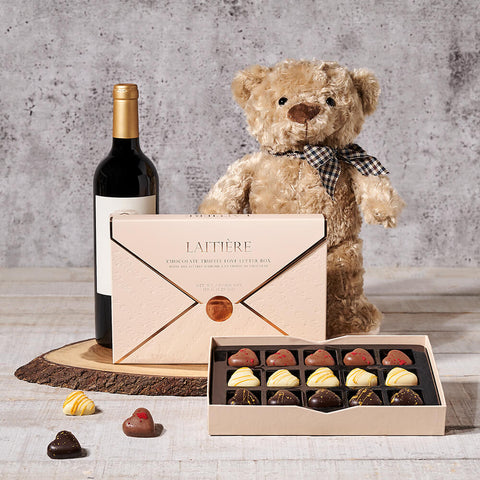 Teddy & Chocolate Gift Board, wine gift, wine, chocolate gift, chocolate, gourmet gift, gourmet