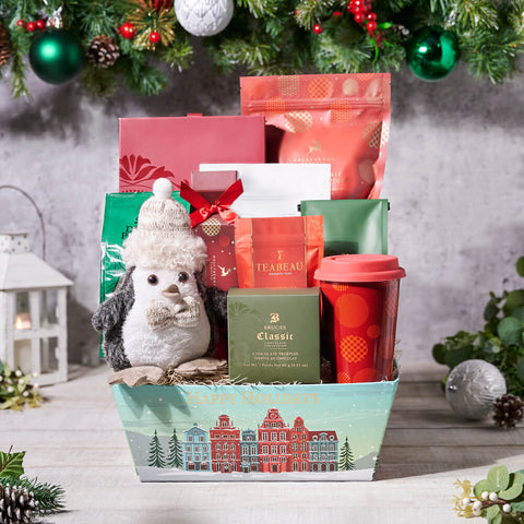 The Christmas Morning Coffee Gift Basket, christmas gift, christmas, holiday gift, holiday, gourmet gift, gourmet, plush gift, plush, coffee gift, coffee