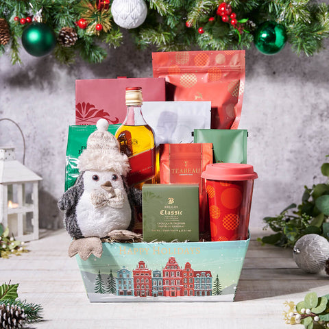 The Christmas Morning Gift Basket With Liquor, christmas gift, christmas, holiday gift, holiday, gourmet gift, gourmet, chocolate gift, chocolate