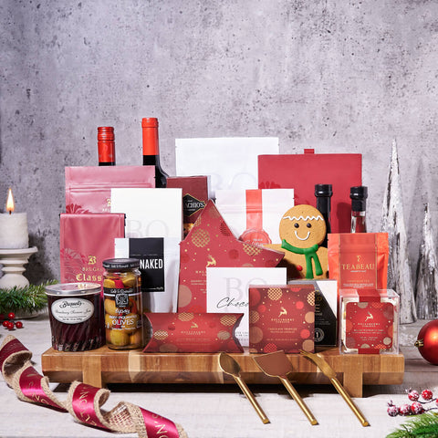 Ultimate Christmas Wine & Chocolate Gift Basket, wine gift, wine, christmas gift, christmas, holiday gift, holiday, gourmet gift, gourmet, charcuterie gift, charcuterie